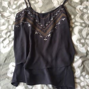 Gray flowy embroidered camisole large